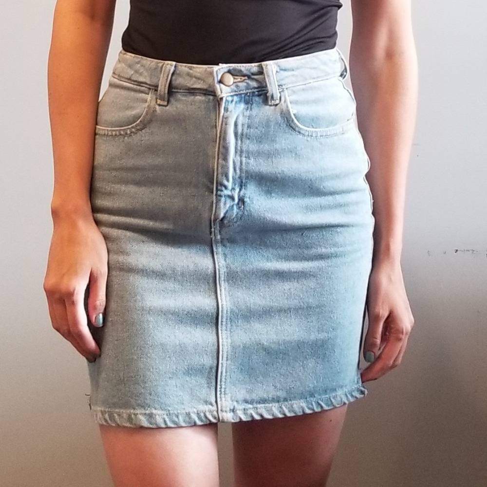 American Apparel Light Wash Denim Mini Skirt